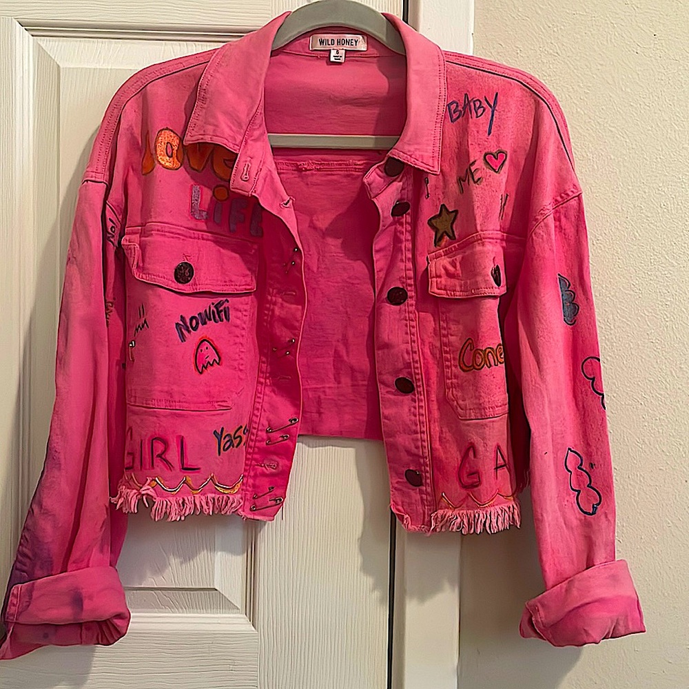 Pink cropped jacket, used condition 8/10
